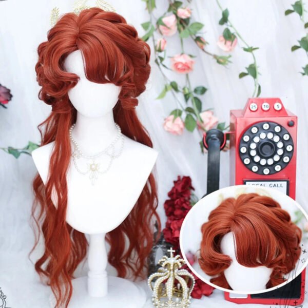 OLACARE Synthetic Long Straight Lolita Wig with Bangs Wig  Mixed Black Red Blonde Cosplay