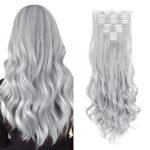 Clip In Hair Extensions 7 PCS Full Head 22-Inch-Long Curly Wavy Synthetic Hair Pieces