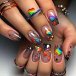 Summer Sweetheart Handmade Press On Nails  Short Coffin  Stars Moon