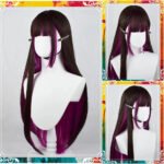 OLACARE Synthetic Long Straight Lolita Wig with Bangs Wig  Mixed Black Red Blonde Cosplay