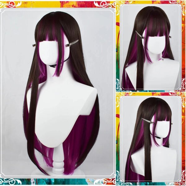 OLACARE Synthetic Long Straight Lolita Wig with Bangs Wig  Mixed Black Red Blonde Cosplay