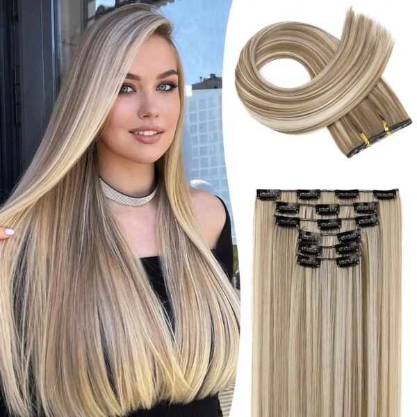 Clip In Hair Extensions Hair Extensions Thick Long Lace Weft Lightweight Synthetic