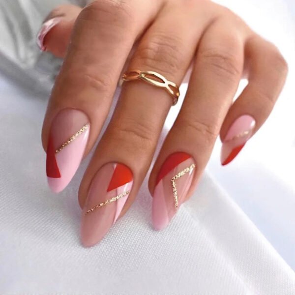 24pcs Full Cover Long False Press On Nails With Designs Light Green Stripe Gradient
