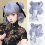 OLACARE Synthetic Long Straight Lolita Wig with Bangs Wig  Mixed Black Red Blonde Cosplay