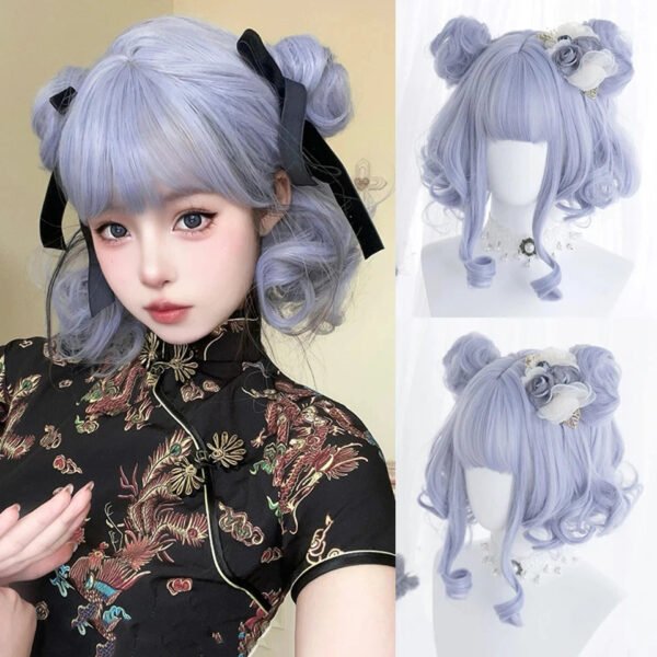 OLACARE Synthetic Long Straight Lolita Wig with Bangs Wig  Mixed Black Red Blonde Cosplay