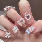 Sanrio My Melody Fake Press on Nails with Charms