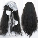 OLACARE Synthetic Long Straight Lolita Wig with Bangs Wig  Mixed Black Red Blonde Cosplay