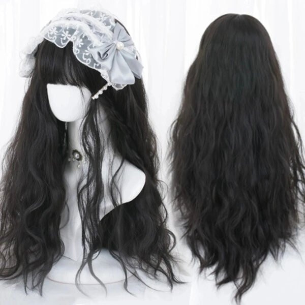 OLACARE Synthetic Long Straight Lolita Wig with Bangs Wig  Mixed Black Red Blonde Cosplay