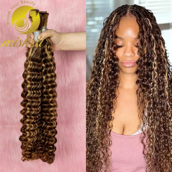 Human Braiding Hair Deep Wave Bulk Human Hair No Weft Virgin Hair Bundle Micro Human Braiding Hair for Boho Braids