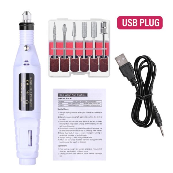 Electric Nail Drill Machine Set Manicure Drill Set Milling Cutters Nail File Equipment Strong Nail Polishing Tool
