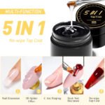 5-in-1 Glue Gel  - Reinforcement Gel, No-Wipe Top Coat, Manicure UV LED Soak Off Nail Gel Varnish for 3D Chrome Design