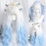 OLACARE Synthetic Long Straight Lolita Wig with Bangs Wig  Mixed Black Red Blonde Cosplay