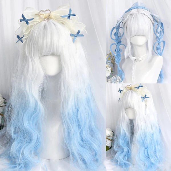 OLACARE Synthetic Long Straight Lolita Wig with Bangs Wig  Mixed Black Red Blonde Cosplay