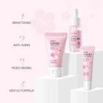 3pcs/set LAIKOU Vitamin C 24K Golden Sakura Skin Care Sets Face Cream Serum Eye Cream Moisturizing Anti Wrinkles Face Care Kit