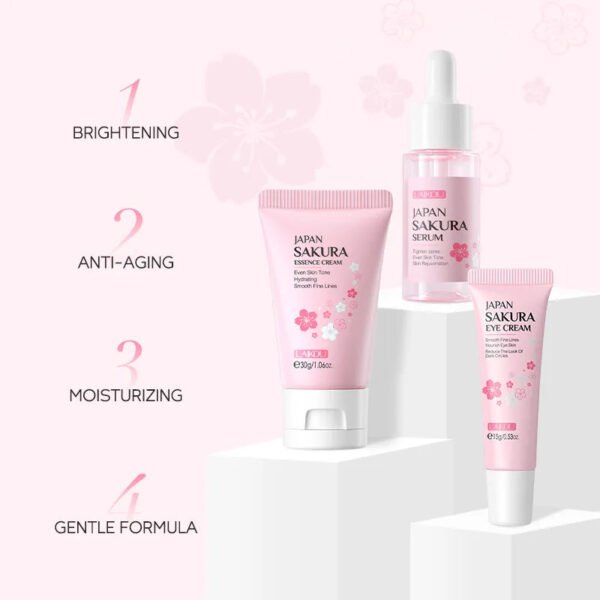 3pcs/set LAIKOU Vitamin C 24K Golden Sakura Skin Care Sets Face Cream Serum Eye Cream Moisturizing Anti Wrinkles Face Care Kit