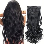 Clip In Hair Extensions 7 PCS Full Head 22-Inch-Long Curly Wavy Synthetic Hair Pieces