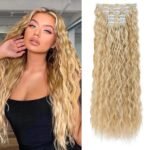 Clip In Hair Extensions 16 Clips 22-Inch-Long Water Wave Full Hair Extension Synthetic