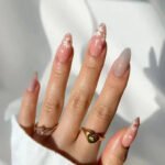 24Pcs French False Press On Nails Purple Edge  Almond Bow Flower Design