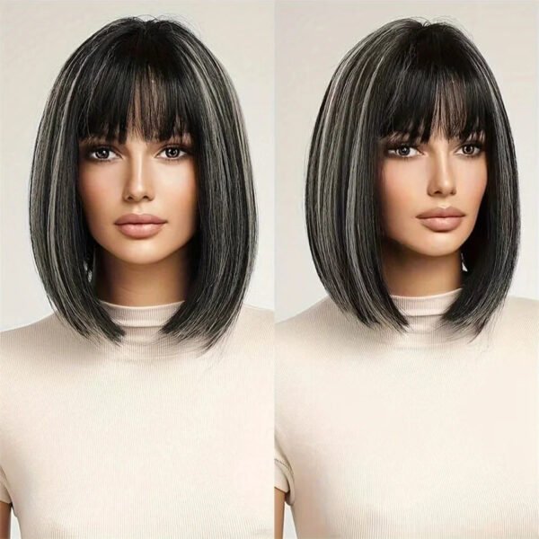 OLACARE Synthetic Long Straight Lolita Wig with Bangs Wig  Mixed Black Red Blonde Cosplay