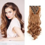 Clip In Hair Extensions 7 PCS Full Head 22-Inch-Long Curly Wavy Synthetic Hair Pieces