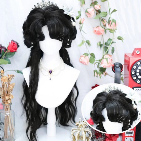 OLACARE Synthetic Long Straight Lolita Wig with Bangs Wig  Mixed Black Red Blonde Cosplay