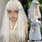 OLACARE Synthetic Long Straight Lolita Wig with Bangs Wig  Mixed Black Red Blonde Cosplay