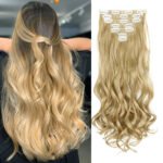 Clip In Hair Extensions 7 PCS Full Head 22-Inch-Long Curly Wavy Synthetic Hair Pieces