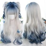OLACARE Synthetic Long Straight Lolita Wig with Bangs Wig  Mixed Black Red Blonde Cosplay