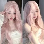 OLACARE Synthetic Long Straight Lolita Wig with Bangs Wig  Mixed Black Red Blonde Cosplay