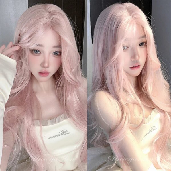 OLACARE Synthetic Long Straight Lolita Wig with Bangs Wig  Mixed Black Red Blonde Cosplay