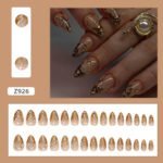 24pcs White Flower Fake Press on Nail Tips Yellow Pink Blush Full Cover Almond Shaped