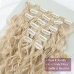 Clip In Hair Extensions 16 Clips 22-Inch-Long Water Wave Full Hair Extension Synthetic