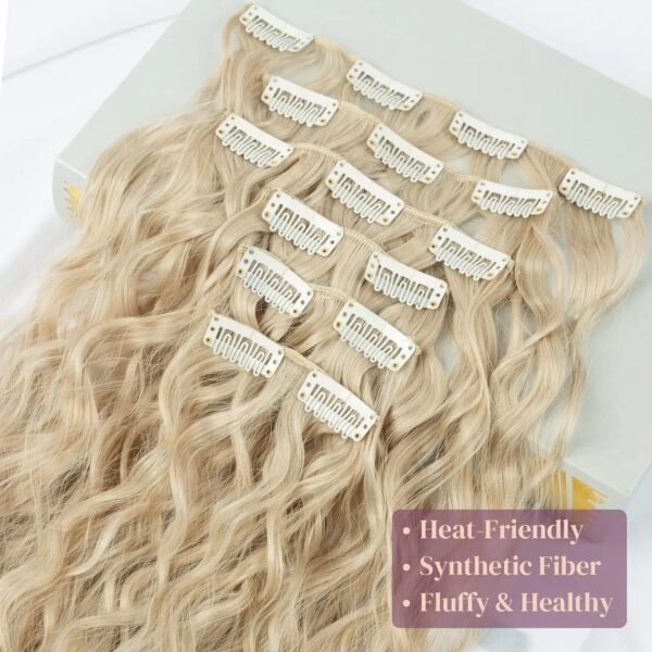 Clip In Hair Extensions 16 Clips 22-Inch-Long Water Wave Full Hair Extension Synthetic