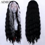 AIMEYA Synthetic Lace Front Wigs for Women Natural Hairline Long Brown Wig Pre Plucked Cosplay