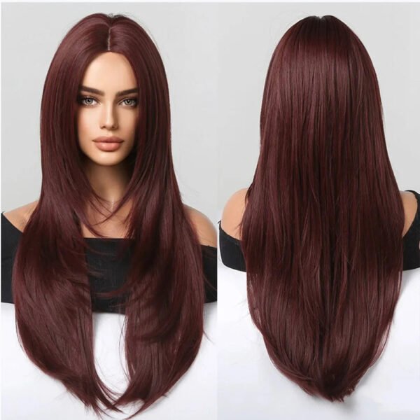 Long Straight Blonde Synthetic Wigs highlight Golden Hair Natural Female wig Middle Part Wigs For Cosplay Party Heat Resistant
