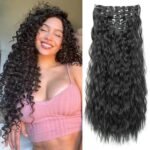 Clip In Hair Extensions 16 Clips 22-Inch-Long Water Wave Full Hair Extension Synthetic