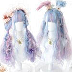 OLACARE Synthetic Long Straight Lolita Wig with Bangs Wig  Mixed Black Red Blonde Cosplay