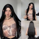 Long Straight Blonde Synthetic Wigs highlight Golden Hair Natural Female wig Middle Part Wigs For Cosplay Party Heat Resistant