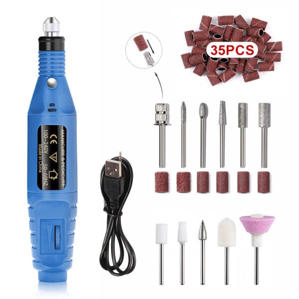 Electric Nail Drill Machine Set Manicure Drill Set Milling Cutters Nail File Equipment Strong Nail Polishing Tool
