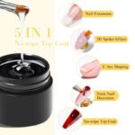 5-in-1 Glue Gel  - Reinforcement Gel, No-Wipe Top Coat, Manicure UV LED Soak Off Nail Gel Varnish for 3D Chrome Design