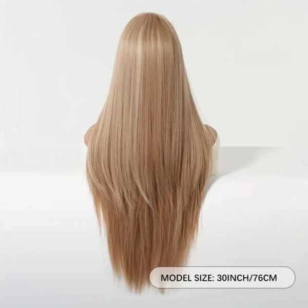 Long Straight Blonde Synthetic Wigs highlight Golden Hair Natural Female wig Middle Part Wigs For Cosplay Party Heat Resistant