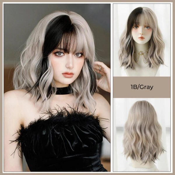 OLACARE Synthetic Long Straight Lolita Wig with Bangs Wig  Mixed Black Red Blonde Cosplay