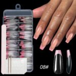 120pcs/box Clear Press on False Nails French Almond/Square/Soft Nail Tips Full Cover  Acrylic