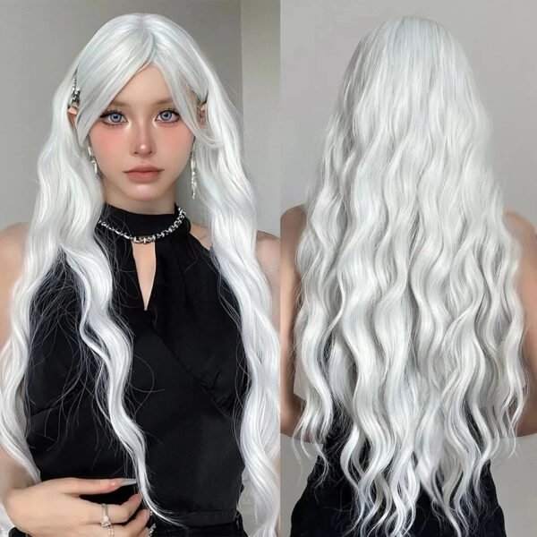 OLACARE Synthetic Long Straight Lolita Wig with Bangs Wig  Mixed Black Red Blonde Cosplay