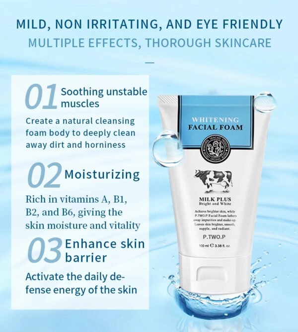 Whitening Facial Cleanser Foam, Moisturizing Deep Cleansing, Acne Milk, Oil Control, Exfoliating, Shrink Pores Face Wash.