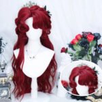 OLACARE Synthetic Long Straight Lolita Wig with Bangs Wig  Mixed Black Red Blonde Cosplay