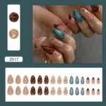 24pcs White Flower Fake Press on Nail Tips Yellow Pink Blush Full Cover Almond Shaped
