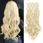 Clip In Hair Extensions 7 PCS Full Head 22-Inch-Long Curly Wavy Synthetic Hair Pieces
