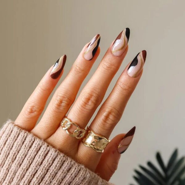 24pcs Full Cover Long False Press On Nails With Designs Light Green Stripe Gradient