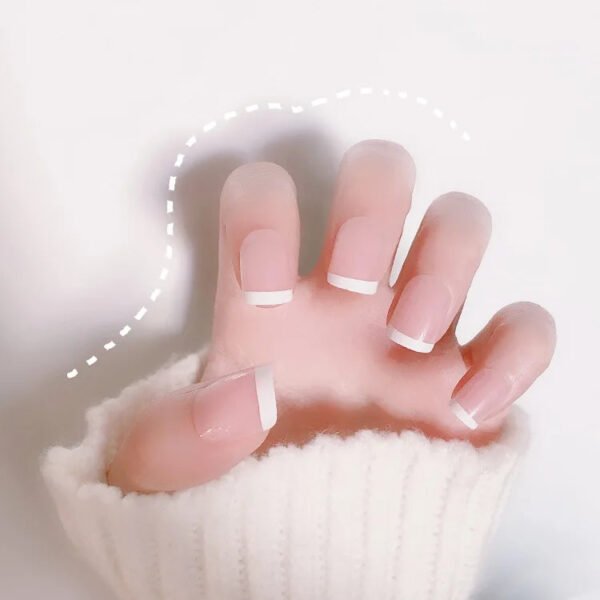 24pcs Full Cover Long False Press On Nails With Designs Light Green Stripe Gradient